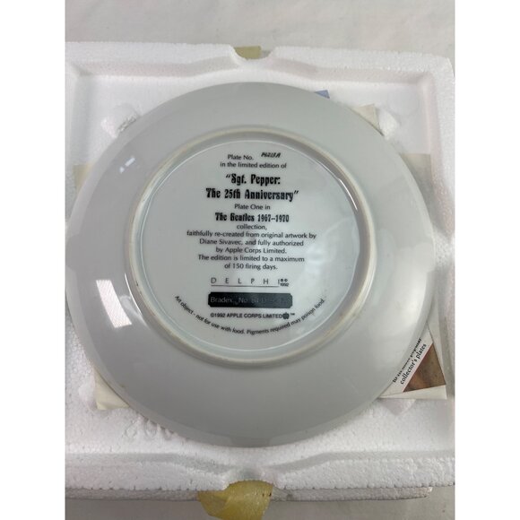 THE BEATLES SGT. PEPPER: THE 25th ANNIVERSARY PLATE NUMBERED LE COA - Picture 3 of 3